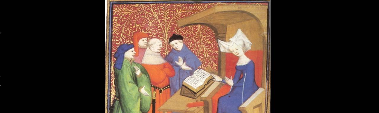 Painting of Christine de Pizan teaching